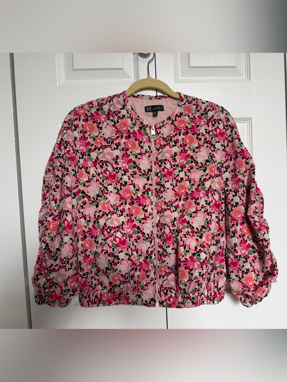 ZARA TRF Floral Bomber Jacket Women’s Long Sleeve Shirt Jacket Lightweight NWOT